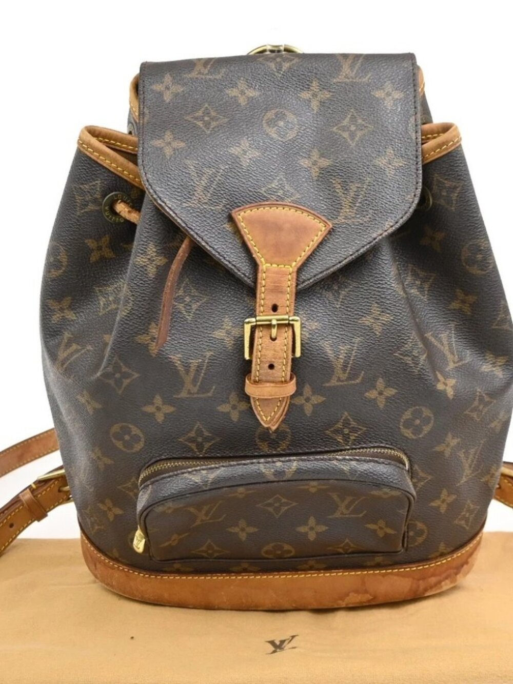 LOUIS VUITTON Montsouris MM Backpack Bag Monogram Leather Brown M51136 18KE295